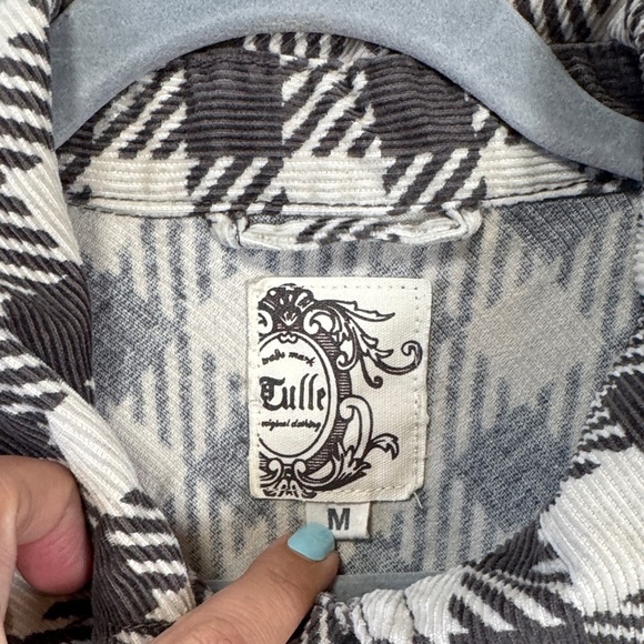 Tulle corduroy Black and White Plaid Jacket - Picture 4 of 10